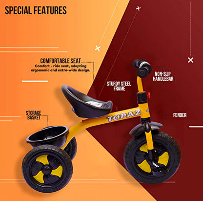 Panda topaz tricycle with backrest,storage Basket on back & cushion seat for comfortable experience