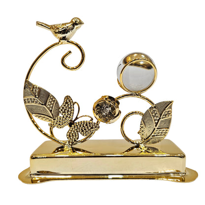 Pair of luxury gold metal table centerpieces designed for modern home and office desktop decoration