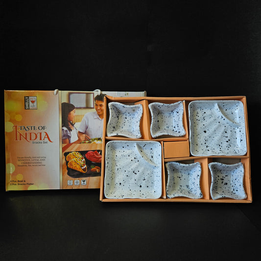 Shelly Taste of India snack set 2 pieces bowl set & 2 pieces snack platter