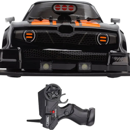 RC Drift Car, RC Racing Car Shatterproof 2.4GHz 1/16 Black 500mAh Battery with Plastic Bottle for smoke