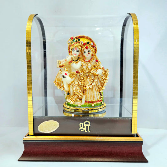 Radha Krishna 24 carat Gold Plated Cabin Idol for Pooja Room & Home Decor