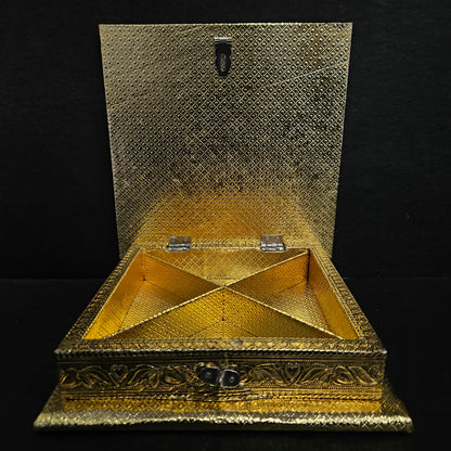 Handicraft Wooden Box Meenakari Rajwadi Hathi Oxidized 4 Section Box for DryFruits Mukhwas Chocolates Diwali Festival Marriage Return Gift