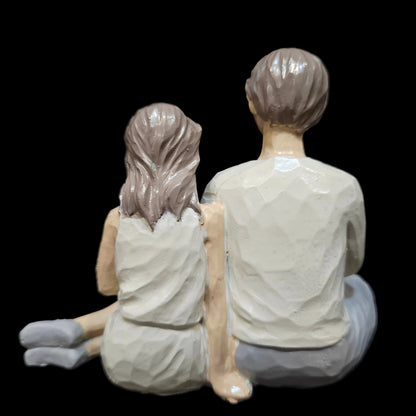 Family Reading Figurine Hand Painted Resin Gift for Parents & Daughter Home Decor
