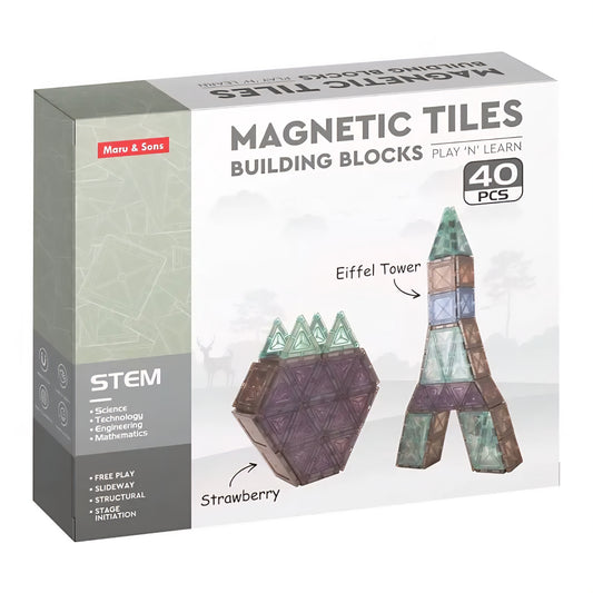 Magnetic Blocks for Kids Tiles, Magneticc Blocks for Kidss, Constructing & Learning Builder Educational Kids Magnetic Game Powerful Magnets for Stable Structures (Magnetic Tiles 40)