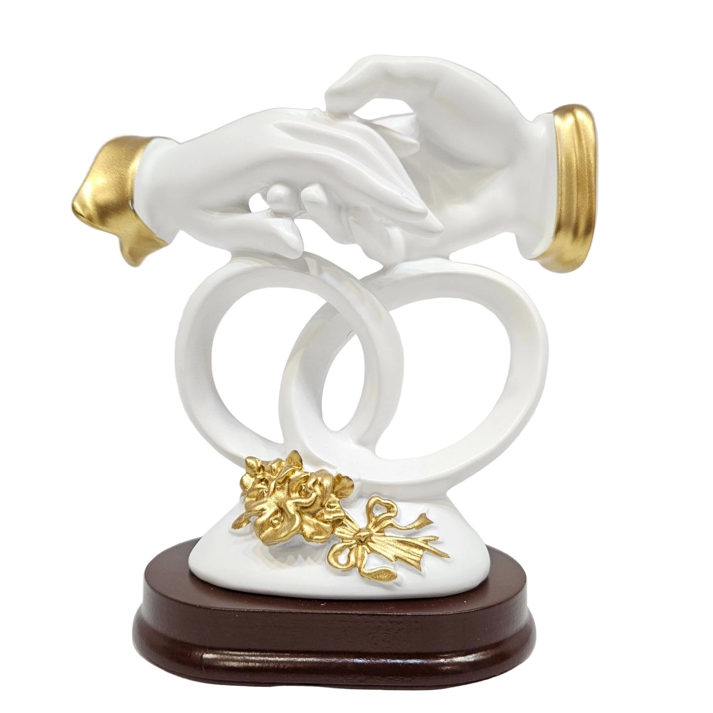 Wedding Couple Figurine – Decorative Statue with Interlocked Rings and Holding Hands, Home Decor, Romantic Table Centerpiece