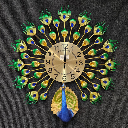 Metal Peacock Decorative Luxury Clock for Farmhouse & houses peacock Theme Analog Wall Clock