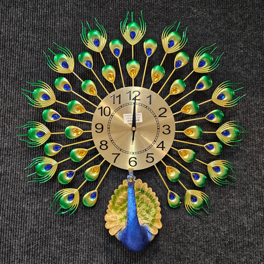 Metal Peacock Decorative Luxury Clock for Farmhouse & houses peacock Theme Analog Wall Clock