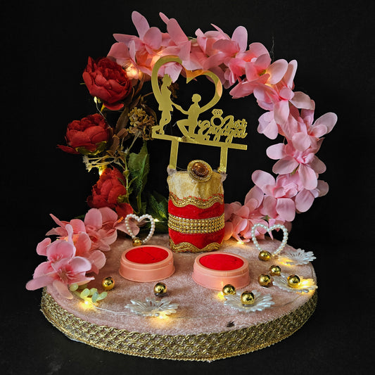 Flowral Decorated Engagement Ring Platter Decorative Ring Plate and Tray for Ceremony