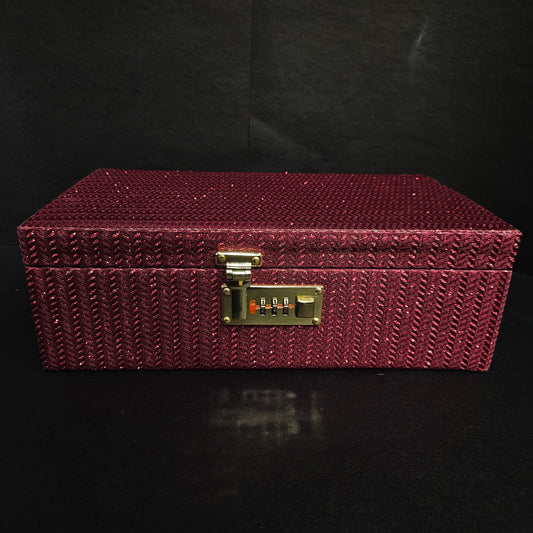 Rectangular Maroon colour Wooden Bangle Box 2 Rods & hard Material glitter Desiger Bangle Box for women's