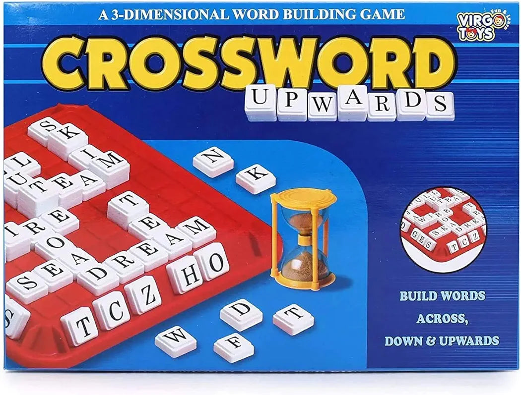 3 Dimensional word building game crossword upwards build words across down&upwards board games
