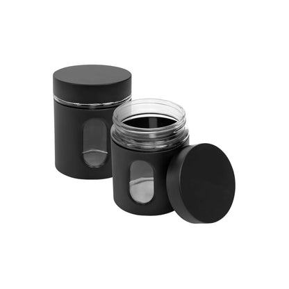 Oval Window - Powdered Black Finish Glass Jars for Dal,Dry Fruits,Spices and other Kitchen Storage