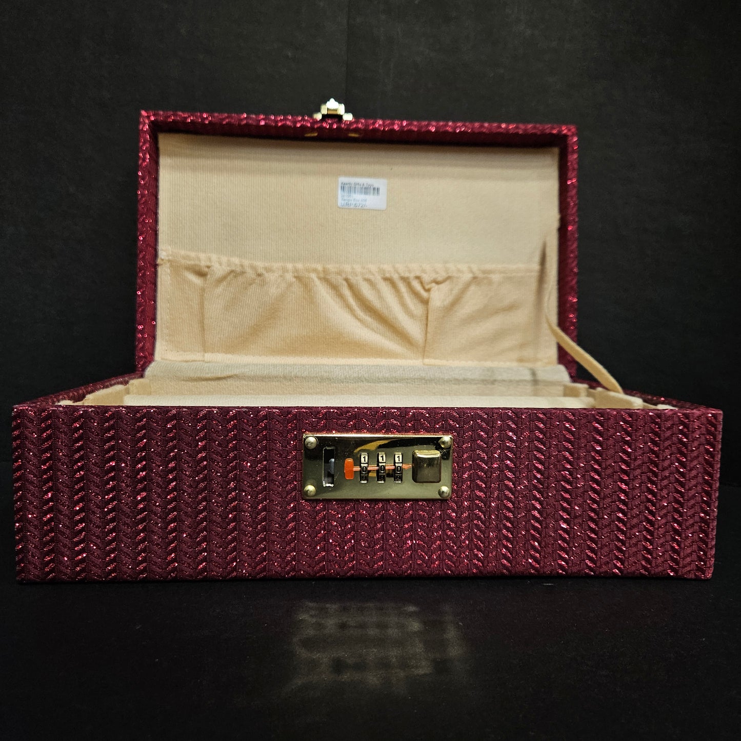 Rectangular Maroon colour Wooden Bangle Box 2 Rods & hard Material glitter Desiger Bangle Box for women's