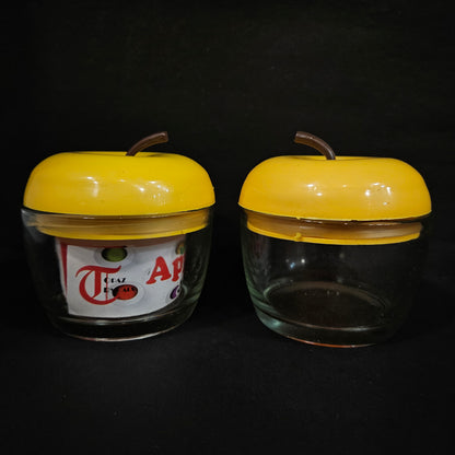 Apple shaped glass storage containers 2piece set for groceries & Dry Fruits Storage purpose