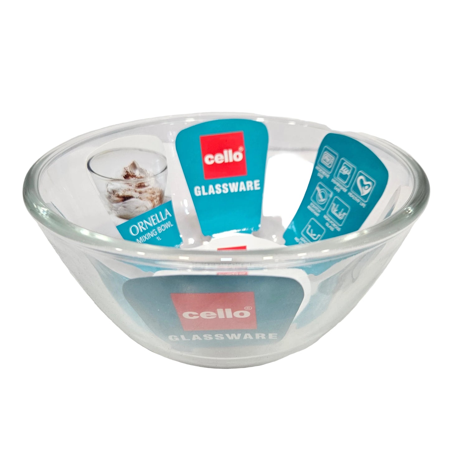 Cello Ornella Glassware Bowl Microwave Safe (Approx:-1L)