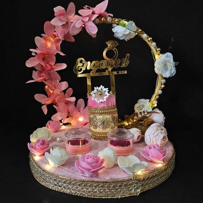 Rose Floweral Decorated Engagement Ring Platter Decorative Ring Plate and Tray for Ceremony