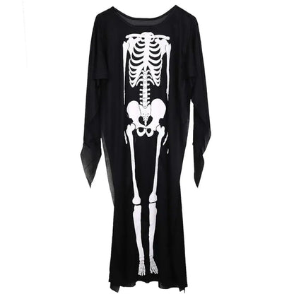 Halloween Skeleton kids Costume Set, Horror Skull Scream Costume Robe Spooky Ghost Face Skeleton Costume for kids from 8-10 years