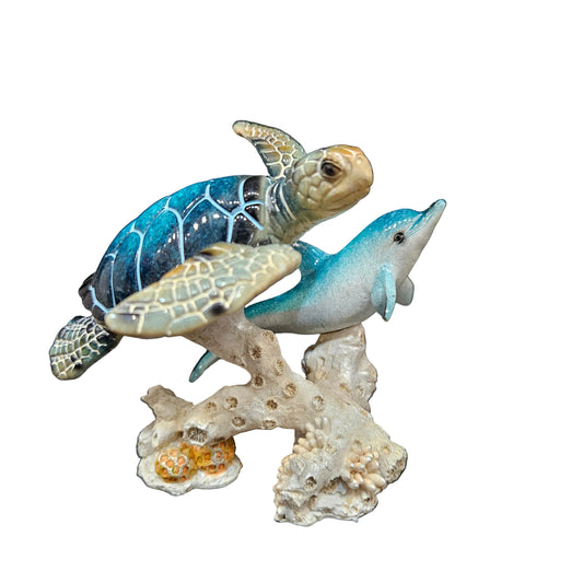 Polyresin Dolphin and Turtle Statue Showpiece for Home Decor Decoration and Gifting