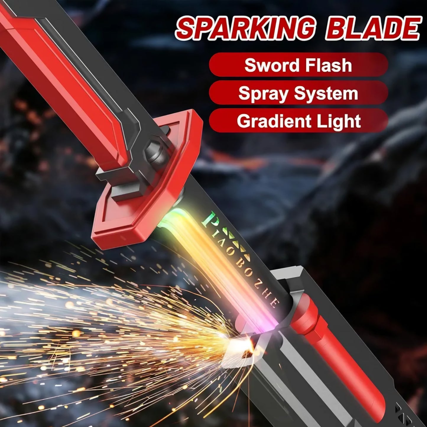 Sword with Smoke & Spark Effects, 7-Color Light Blade with Sound FX, Anime-Inspired Cosplay Katana for Roleplay, Halloween, Parties, Collectors, and Display
