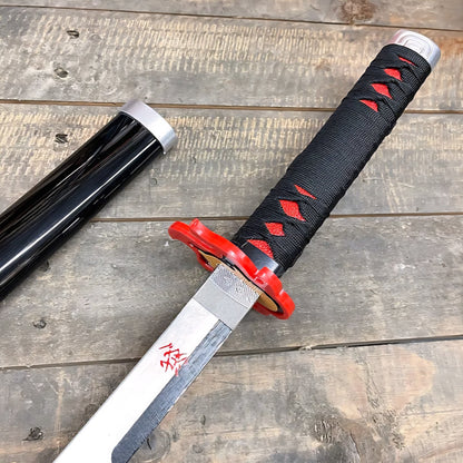 Fantasy Anime Replica Demon Hunting Black Nichirin Samurai Sword Tanjiro Final Battle Edition for Costume Cosplay Halloween Practice