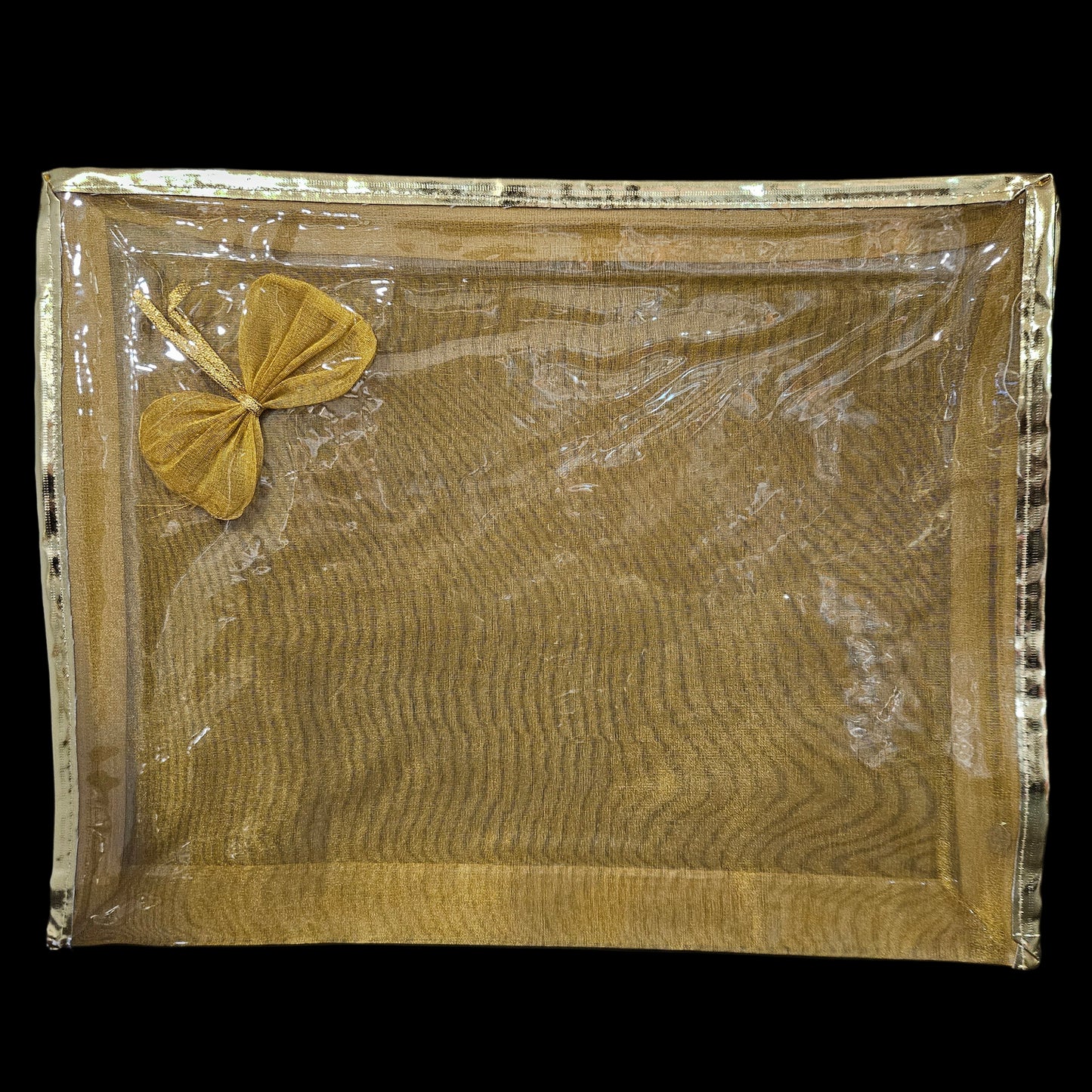 Classy gold glitter finish Designer Transparent Zipper Saree storage bag