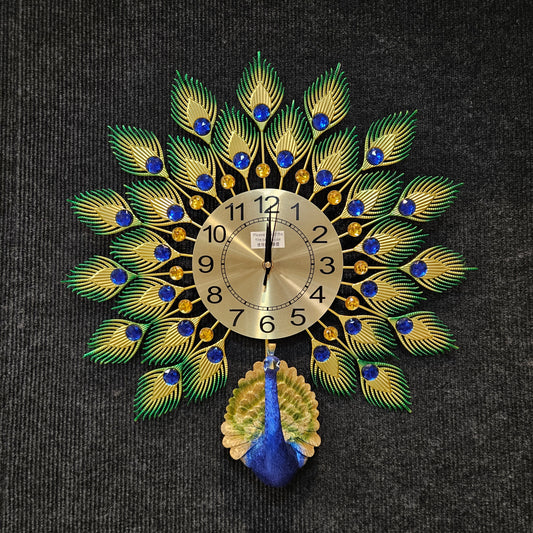 Metal Peacock Decorative Luxury Clock for Farmhouse & houses peacock Theme Analog Wall Clock