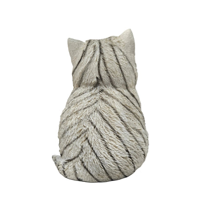 Garden Cat Statue, Cute Funny Fat Cat Lawn Art Sculptures for Living Room Bookcase Desk Planter, Home Animal Ornaments,Gray