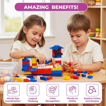 Expert Master Building Blocks for Kids, 200 Interlocking Pieces. let Your Kid Make Everything he/she Dreams of. Improves Logical Thinking and Cognitive Skills of Kids