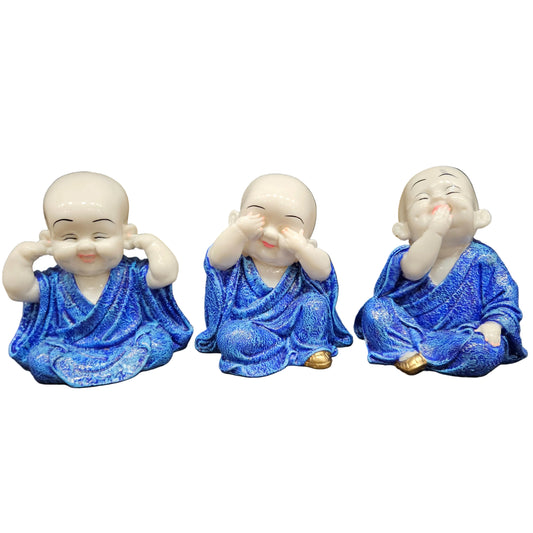 Marble Dust Polyresin small monk's 3pcs set Idol Statue Showpiece Figurine