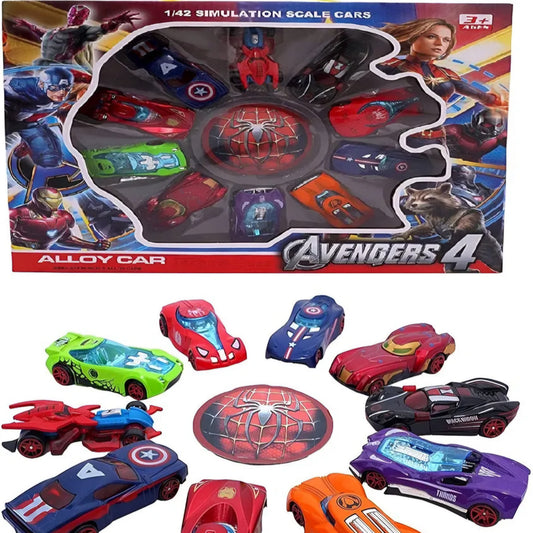 Avengers Metal Die Cast Character Car Push and Go Mini Cars for Kids Pack of 10
