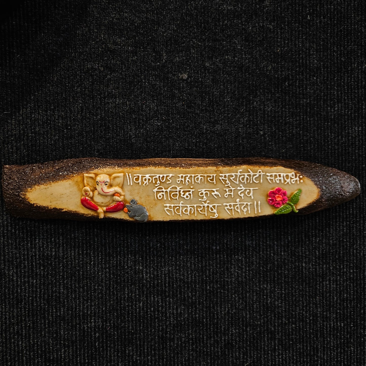 Exclusive Tree Bark Style Resin Art Ganesha Shlok Wall Hanging By Tamrapatra