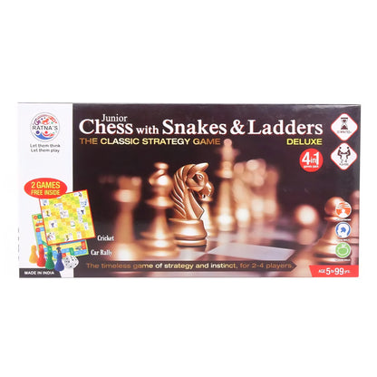 Junior Chess witg Snakes & Ladders Deluxe 4in1 Board game