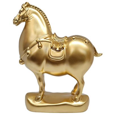 Golden Tang Dynasty style horse sculpture, commonly used for tabletop Decoration