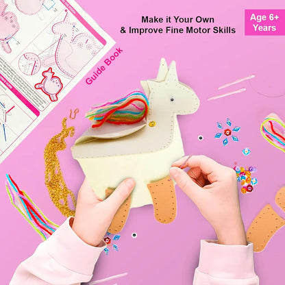 Make Your Own Unicorn Sling Bag DIY Kit, Fun Mess Free Sewing Art and Craft Kit for Kids Ages 6+