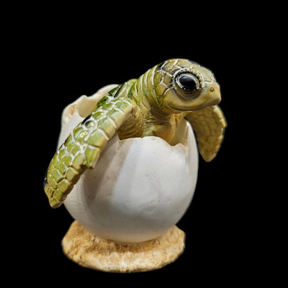 Adorable Baby Sea Turtle Hatching from Egg Tall Figurine