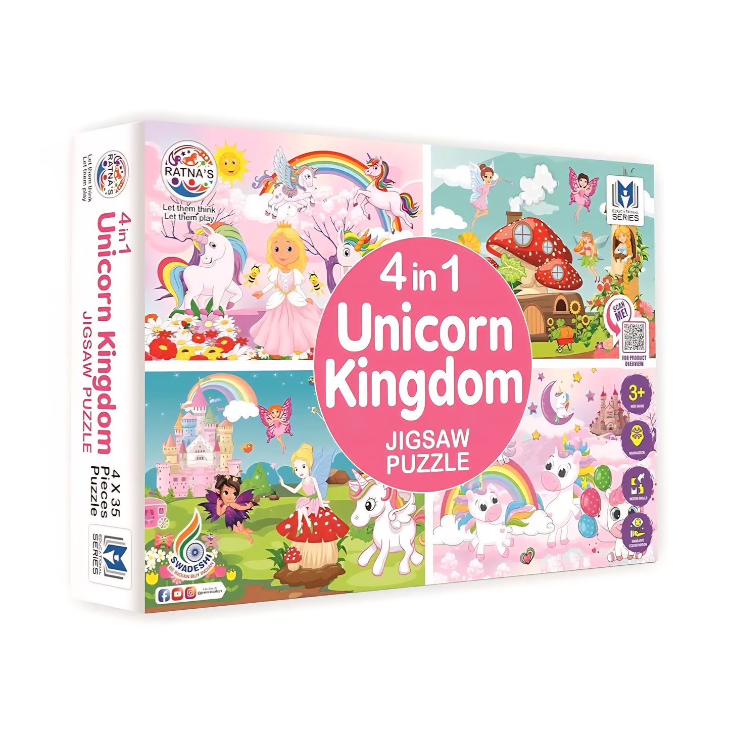 Ratna'S 4 in 1 Unicorn Kingdom Jigsaw Puzzle