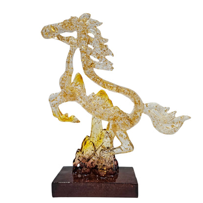 Acrylic Horse Figurine Chinese Feng Shui Glass Collection Ornament Statue Animal Collectible Standing Table Decor/ Home Decor