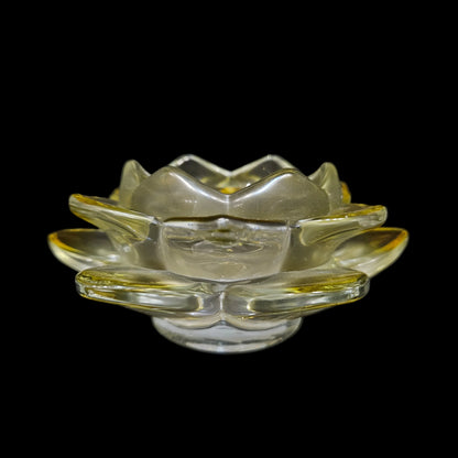 Crystal Glass Lotus Flower Tealight Candle Holder for Home Party
