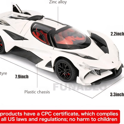 Apollo Project evo Alloy Model Car, Toy Car with Pull Back Function, Toy Car with Sound and Bright Lights, Suitable Collectible Model Toys, Gifts for Boys and Girls