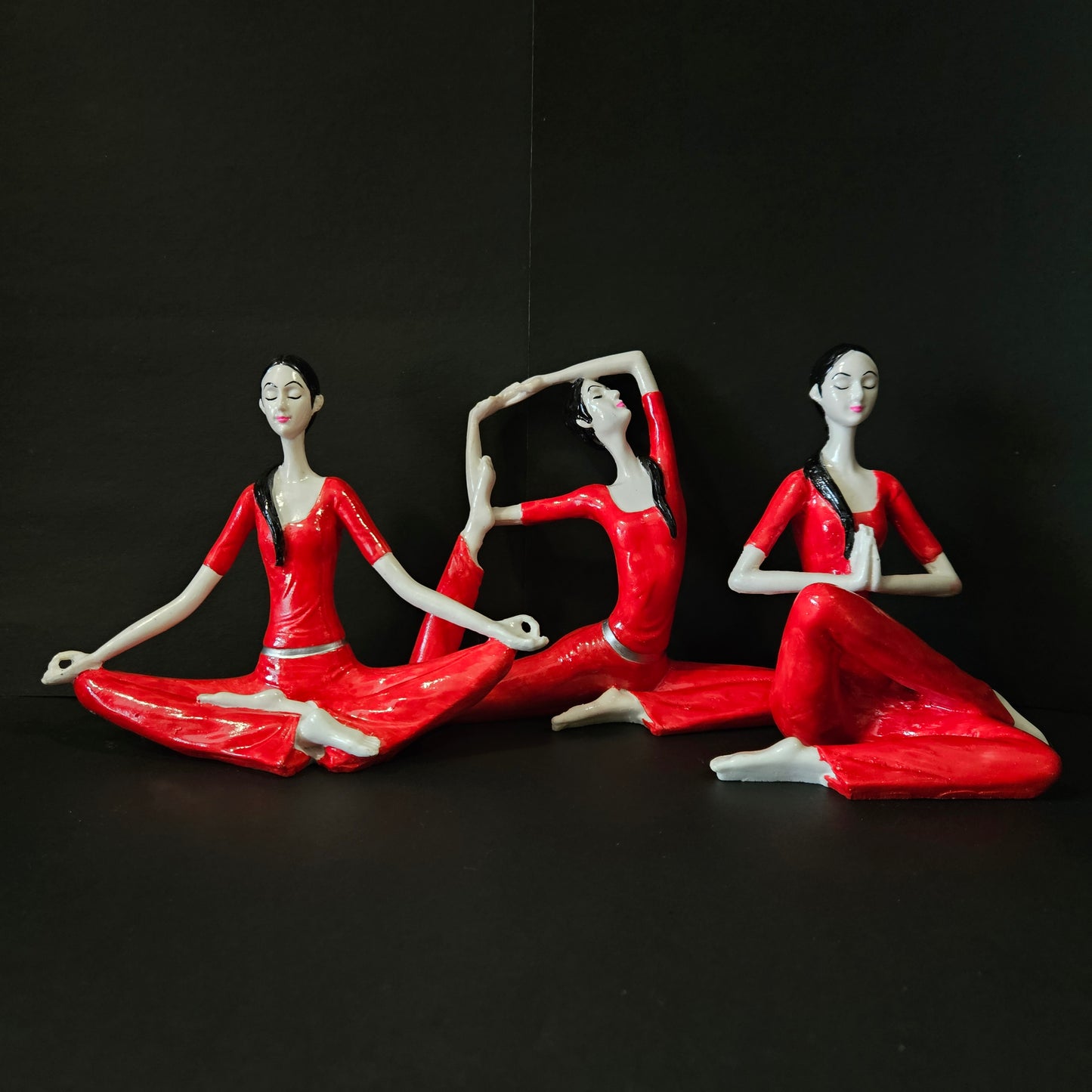 Yoga Statue Decorative Resin Women Yoga Poses 3 pieces set Statue for Shelf Office Desktop Style Yoga Statue