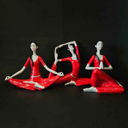 Yoga Statue Decorative Resin Women Yoga Poses 3 pieces set Statue for Shelf Office Desktop Style Yoga Statue