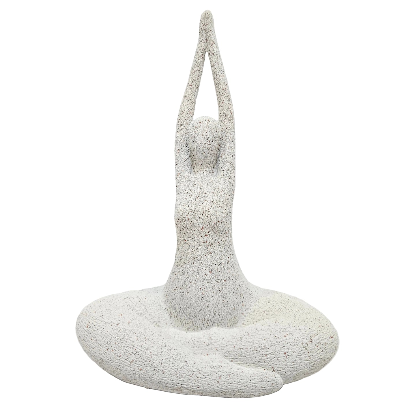 white resin decorative figurine depicts a woman in yoga posture with a speckled texture, suitable for modern home decor