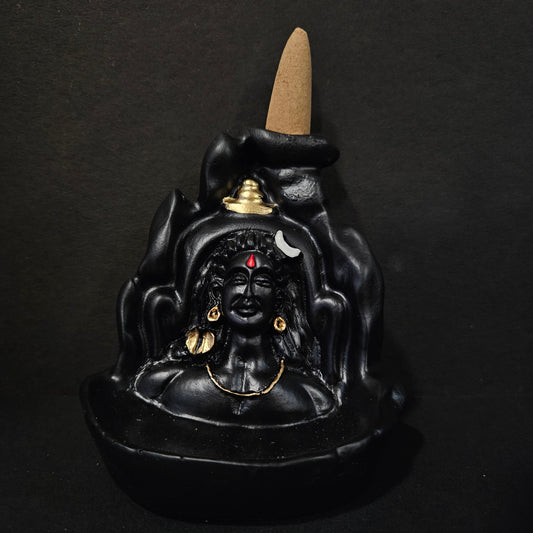 Lord Adiyogi Shiva Statue with Incense Folder, Mahadev Murti for Mandir, Home/Office Decor