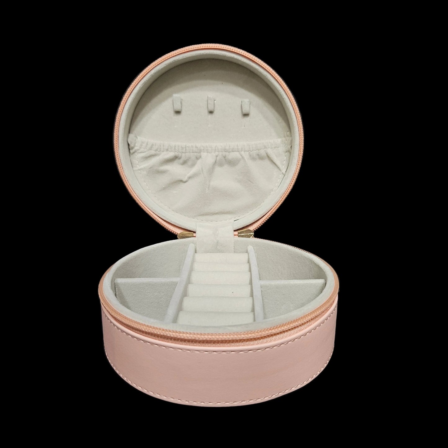 Jewellery Organiser/Box Leather Zipper Lock Portable Pink Jewellery Storage Box Case with Dividers Container for Ring, Earrings, Necklace Jewelry Organizer for Women