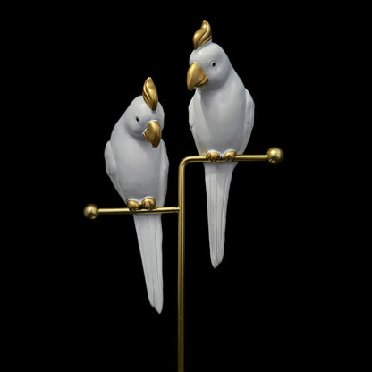 Parrot Ara on Golden Perch Souvenir Handmade Sculpture Decor - Small Figurine for Home Decor Bird Statues - Collectible Figurines