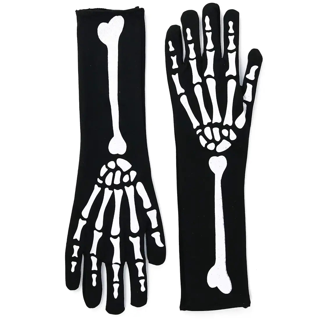 Bone Hand Skeleton Gloves - Costume Accessories Skeleton Stretch Elbow Gloves for Adults and Kids