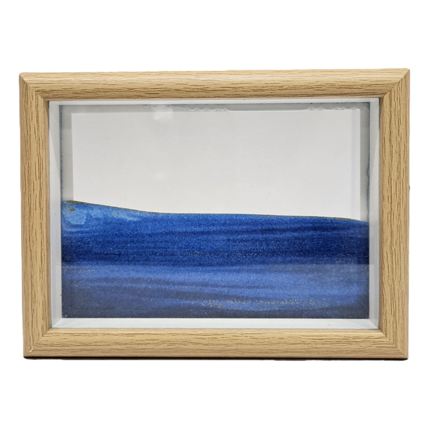 Blue Moving Sand Art Picture Flowing Sand Painting 3D Showpiece Figurine for Table decor