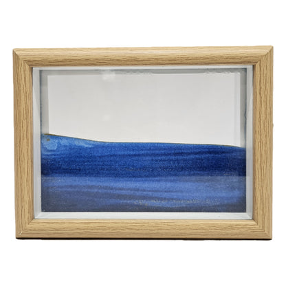 Blue Moving Sand Art Picture Flowing Sand Painting 3D Showpiece Figurine for Table decor