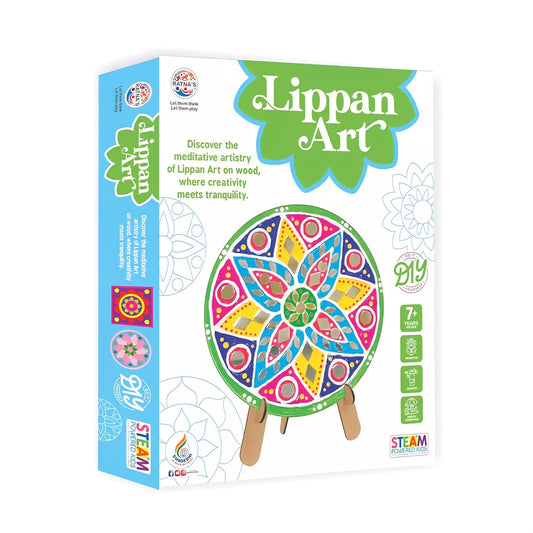 RATNA'S Lippan Art Mandala Craft Kit for Kids and Adults DIY Activity with 6 Wooden Lippan Art Pcs, 80 Mirrors Pcs, Watercolors, Frames, Glue and Painting Brush
