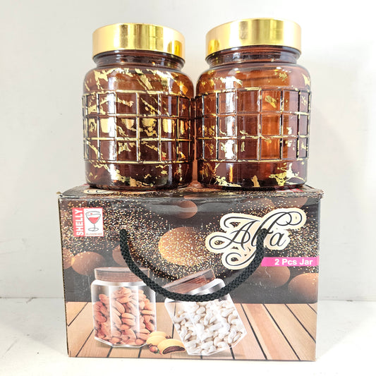 Shelly glassware Alfa 2 piece glass storage jars for multi purpose usage