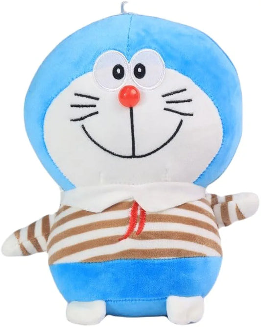 Doremon plush super soft toy is blue and white with a red nose, characteristic of Doraemon.